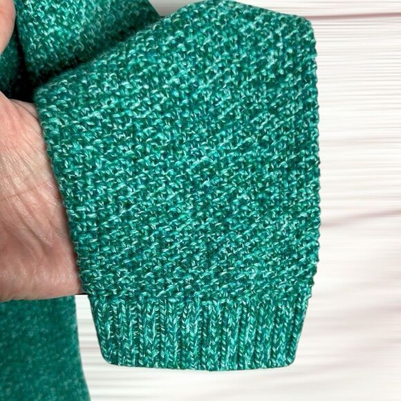 TALBOTS Wool Blend Turquoise Green Sweater Cable Knit Zippered Side Slits 2X - Picture 5 of 9